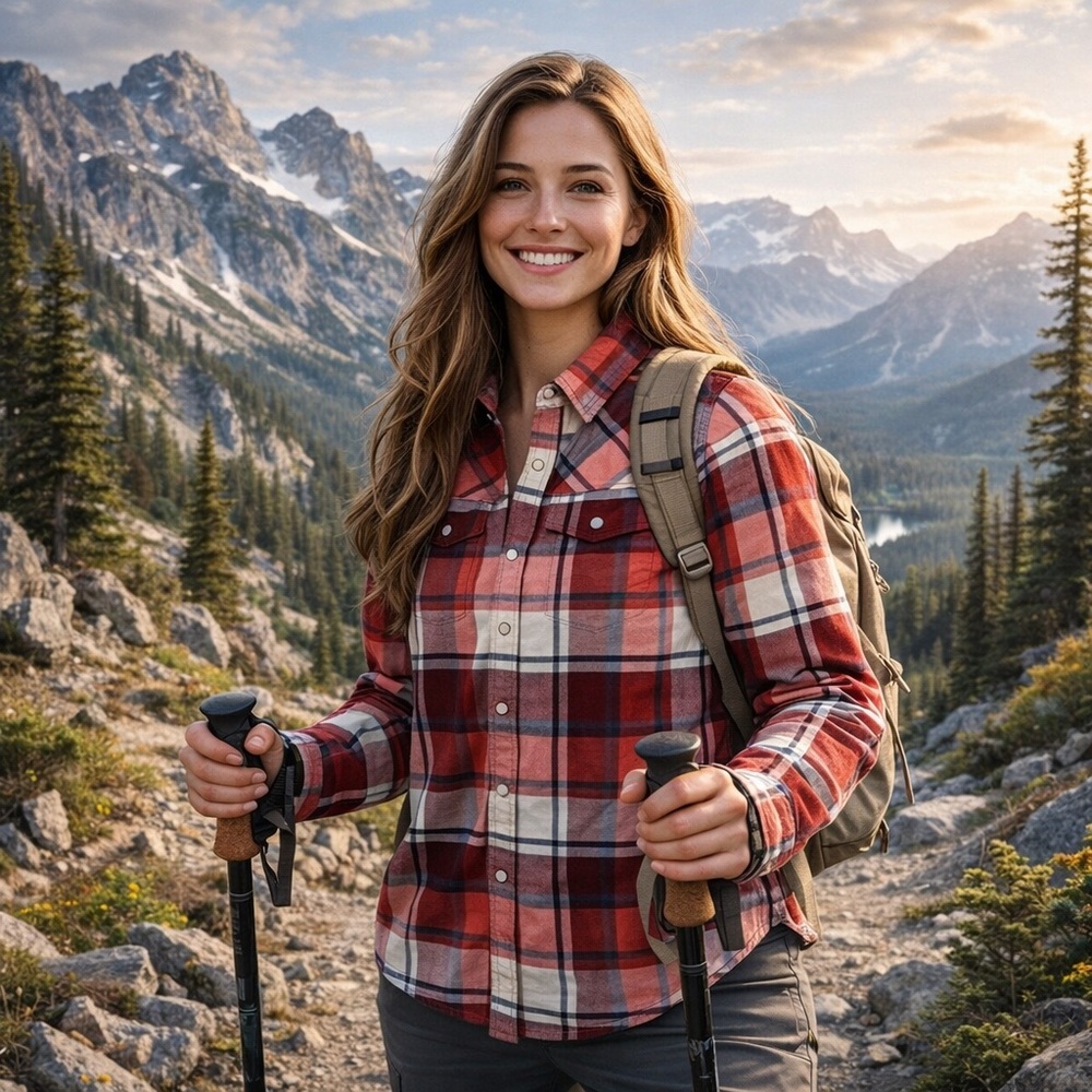 Stio Women’s Slipstone Midweight Flannel Shirt - Smoky Salmon Plaid size XS